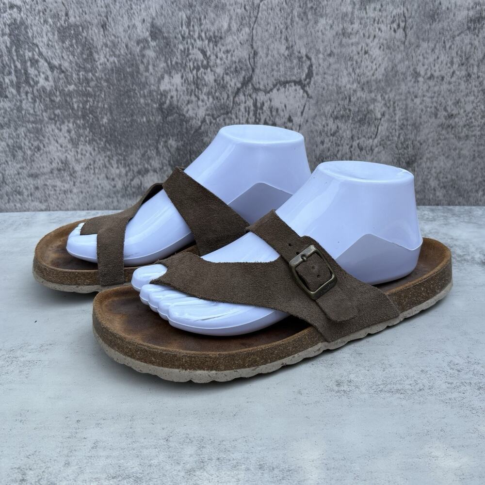 Biostep Sandals Brown Suede Thong Slip On Women's 9.5